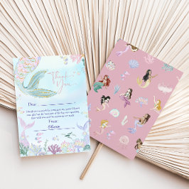 Whimsical Watercolor Mermaid Födelsedagsfest  Tack Kort