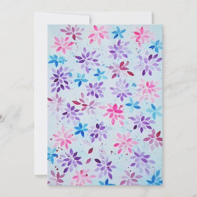 ​Whimsical Watercolor Purple & Pink Floral Inbjudningar (Framsida)