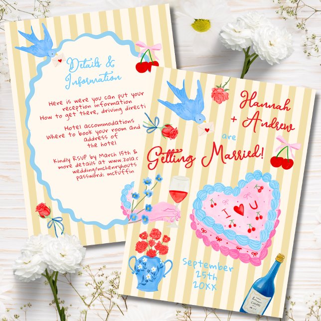 Whimsical watercolor quirky Wedding Invitation Inbjudningar (Skapare uppladdad)