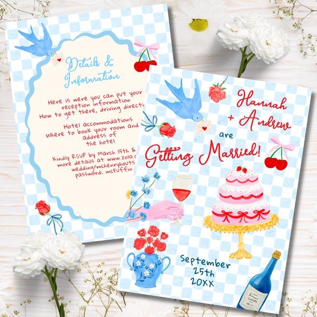 Whimsical watercolor quirky Wedding Invitation Inbjudningar (Skapare uppladdad)