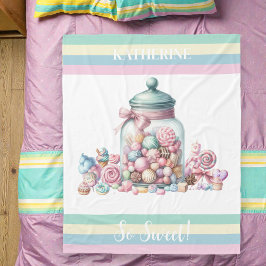 Whimsical Watercolor Söt Godis Fleecefilt