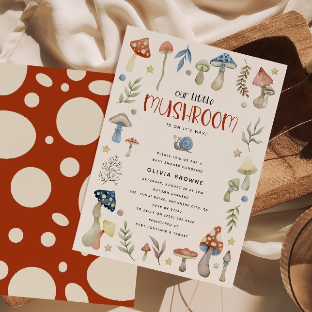 Whimsical Watercolor Svamp Baby Shower  Inbjudningar (Skapare uppladdad)