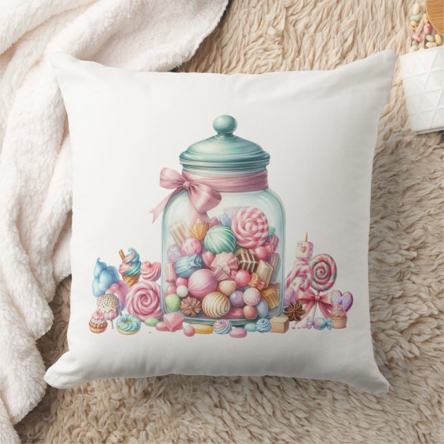 Whimsical Watercolor Sweet Candy Kudde (Filt)