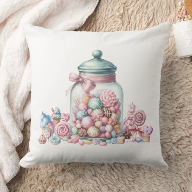 Whimsical Watercolor Sweet Candy Kudde (Filt)