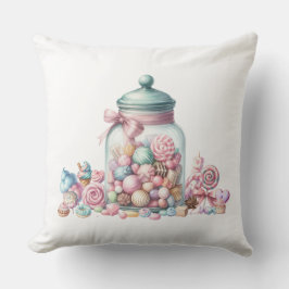 Whimsical Watercolor Sweet Candy Kudde