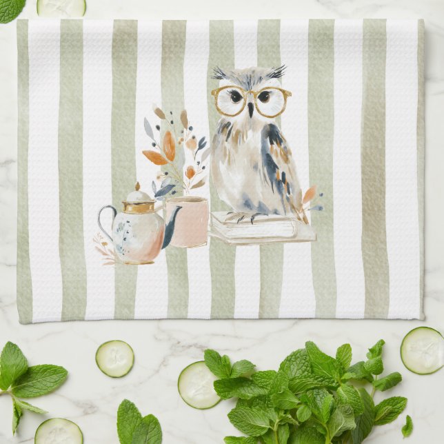  Whimsical Watercolor Tea Time Bear Kitchen Towels Kökshandduk (Vikta)