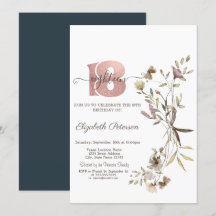Whimsical Watercolor Vilda Blommor 18-årsdag