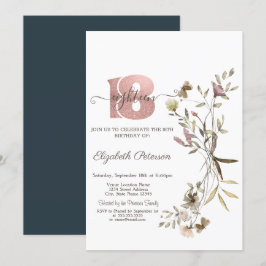 Whimsical Watercolor Vilda Blommor 18-årsdag Inbjudningar