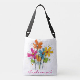 Whimsical Watercolor Vildblomma Brudtjänsteflicka Axelväska