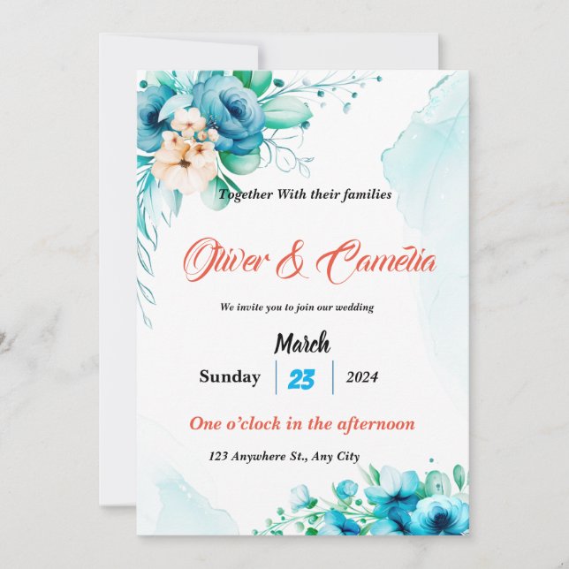 Whimsical Watercolor Wedding bjudande med mjuk Inbjudningar (Framsida)