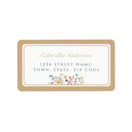 Whimsical Watercolor Wildflowers Gold Wedding  Adressetikett