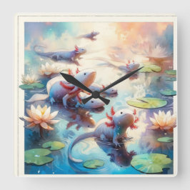 Whimsical Waters 2 - Watercolor Fyrkantig Klocka