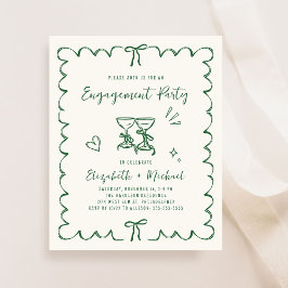 Whimsical Wavy Frame Engagement Party Invitation
