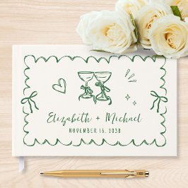 Whimsical Wavy Frame Hand Drawn Wedding Gästböcker