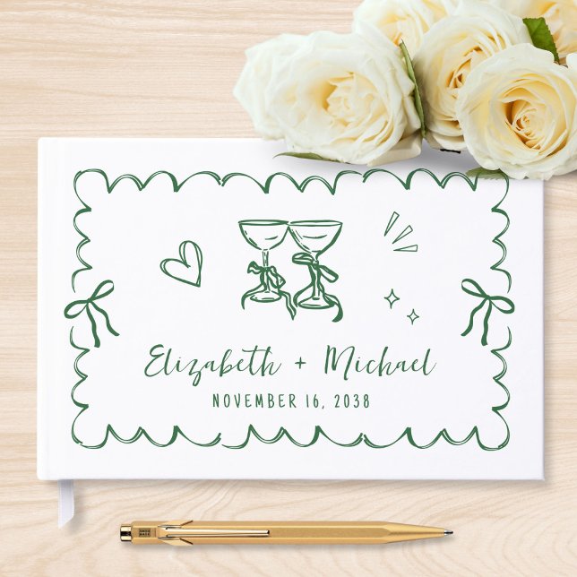 Whimsical Wavy Frame Hand Drawn Wedding Gästböcker (Whimsical Wavy Frame Hand Drawn Wedding Guest Book)