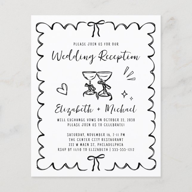 Whimsical Wavy Frame Wedding Reception Invitation (Framsida)