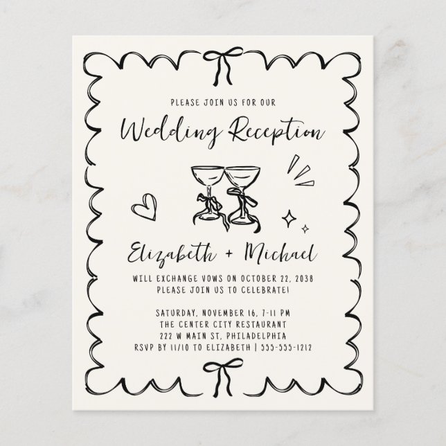 Whimsical Wavy Frame Wedding Reception Invitation (Framsida)