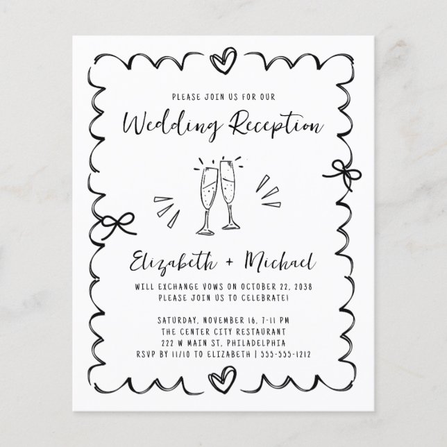 Whimsical Wavy Frame Wedding Reception Invitation (Framsida)