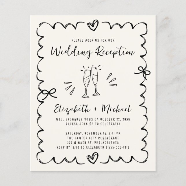 Whimsical Wavy Frame Wedding Reception Invitation (Framsida)