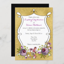 Whimsical Wedbjudande bjudande | FAUX Gold Foil, F