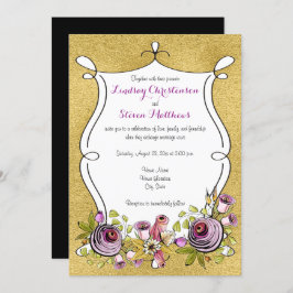 Whimsical Wedbjudande bjudande | FAUX Gold Foil, F Inbjudningar