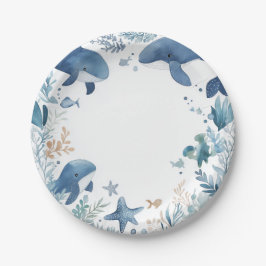 Whimsical Whales Födelsedagsfest Papper Plate