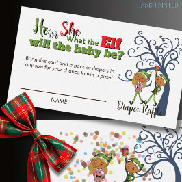 Whimsical What the Elf Gender Reveal Diaper Raffle Tilläggskort