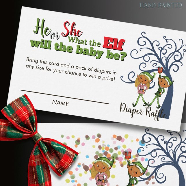 Whimsical What the Elf Gender Reveal Diaper Raffle Tilläggskort (Whimsical What the Elf Gender Reveal Diaper Raffle Enclosure Card)