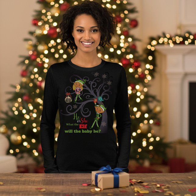 Whimsical What the Elf Will the Baby Be? T Shirt (Whimsical What the Elf Will the Baby Be -dark tshirt)