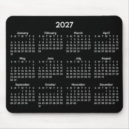 Whimsical White 2027 Kalender på Svart Musmatta