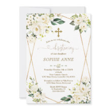 Whimsical White Flowers Guld Girl Christening