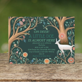 Whimsical White Hjort Woodland Baby Shower Inbjudningar