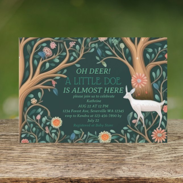 Whimsical White Hjort Woodland Baby Shower Inbjudningar (Skapare uppladdad)