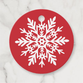 Whimsical White Snowflake Red Holiday Gåvor Etiketter