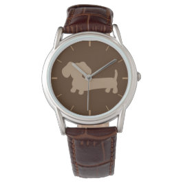 Whimsical Wiener Hund Watch Unisex Chocolate Brown Armbandsur