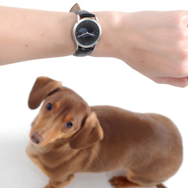 Whimsical Wiener Hund Watch - Unisex Grått Dachshu Armbandsur (Dachshund watch for wiener dog moms or doxie dads)
