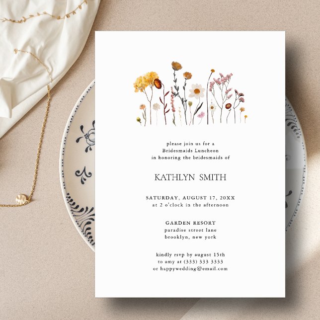 Whimsical WildblomBoho Bridesmaids Luncheon Inbjudningar (Skapare uppladdad)