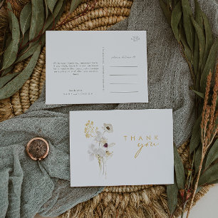 Whimsical WildblomBouquet Bröllop Tack Pos Vykort