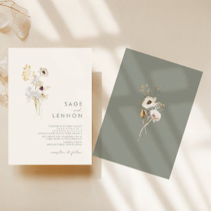 Whimsical WildblomBouquet   Elfenbenskusten Bröllo Inbjudningar