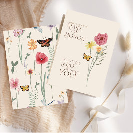 Whimsical WildblomButterfly Maid of honor Inbjudningar
