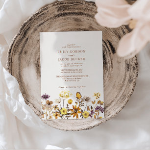 Whimsical WildblomIvory Cream Boho Bröllop Inbjudningar