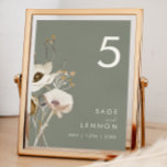 Whimsical Wildblomma | Bordsnummer för Grönt<br><div class="desc">Den här vimska Wildblomman | bordsnumret Sage Grönt är perfekt för din enkla, elegant boho bröllop. De minimalistiska vildblommorna i vattenfärgen kommer att bidra till att förverkliga din vision! Utformningen av söt vita blommor och blommor från guld, med beröring av lila och gult, kommer säkert att fullborda er minimala falldröm...</div>