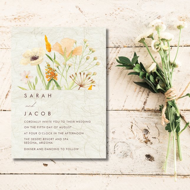 Whimsical Wildblomma Bröllop Inbjudningar (Whimsical Wildflowers Wedding Invitation)