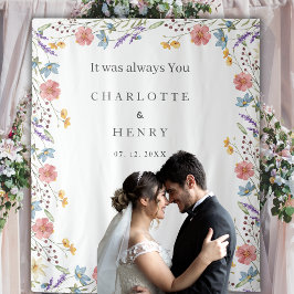 Whimsical Wildblomma Bröllop Photo BackDrop