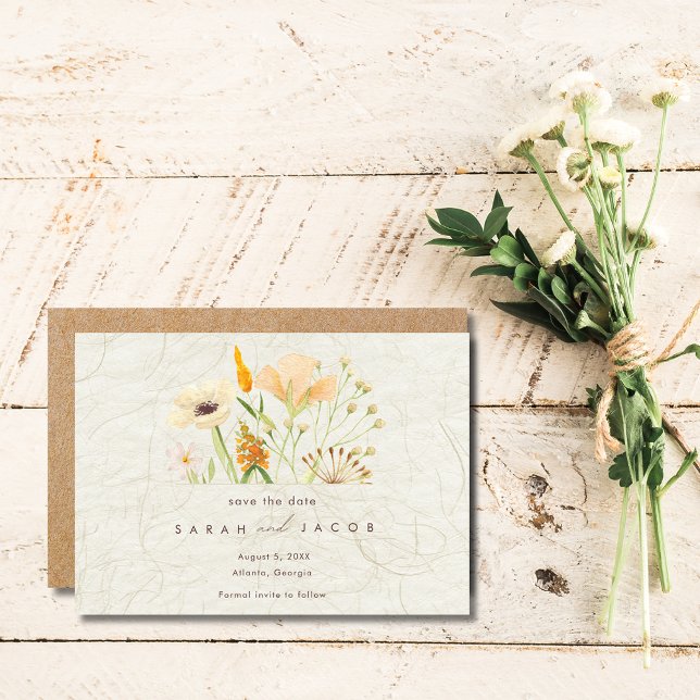 Whimsical Wildblomma Bröllop Spara Datumet (Whimsical Wildflowers Wedding Save The Date)