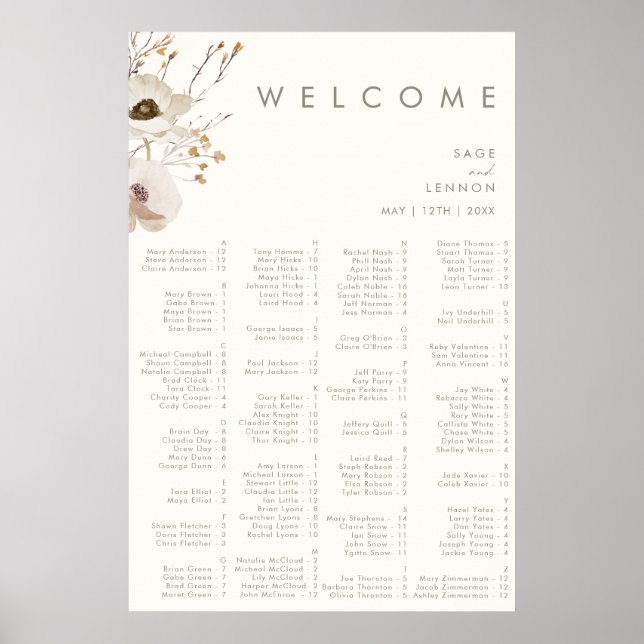 Whimsical Wildblomma | Elfenbenssäten Poster (Framsidan)