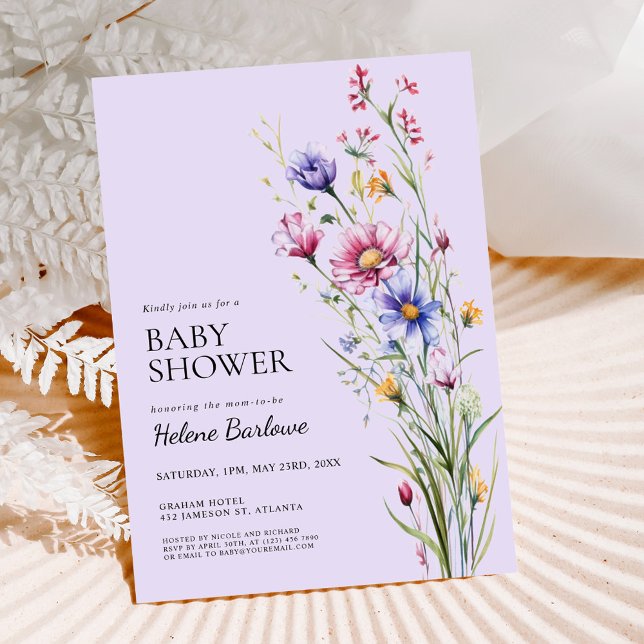 Whimsical Wildblomma Rustic Boho Baby Shower Inbjudningar (Whimsical Wildflower Rustic Boho Baby Shower Invitation)
