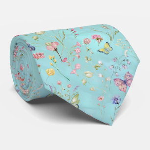 Whimsical WildblommBlue Neck Tie Slips
