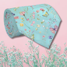 Whimsical WildblommBlue Neck Tie