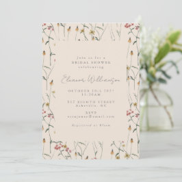 Whimsical Wildblomme Blommigt Boho Möhippa Inbjudningar